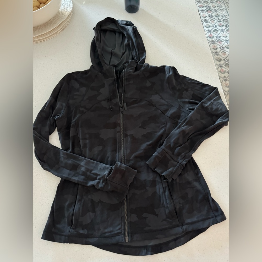 lululemon athletica Black Camo Zip-Up Hoodie Jacket